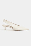 LUNIX Beige Matte Pointed Toe Slingback Women’s Heels