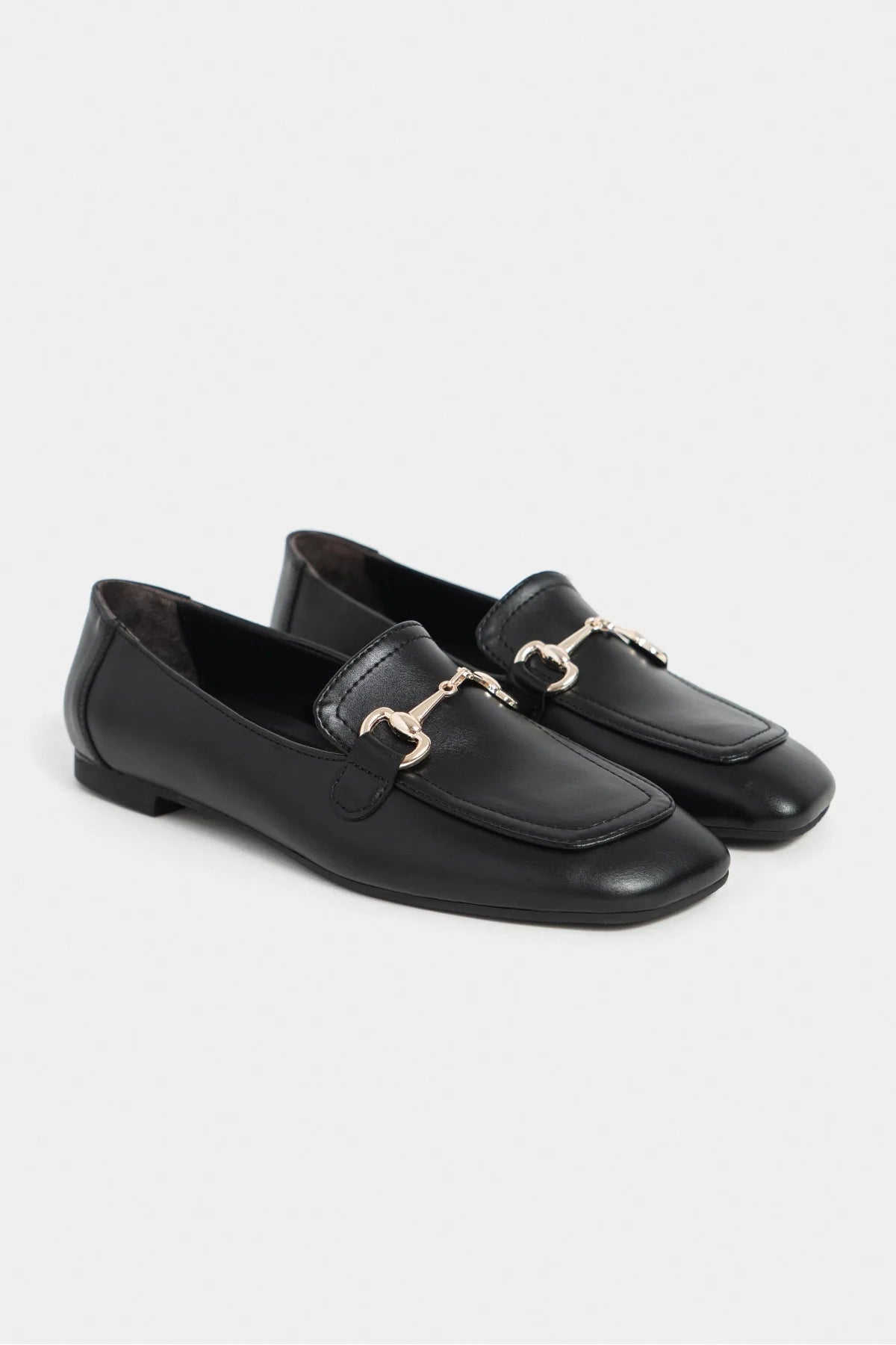 RORY Black Matte Buckle Detail Women’s Loafer Shoes