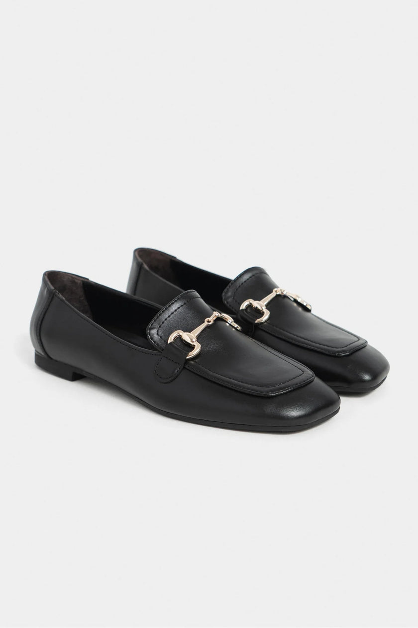 RORY Black Matte Buckle Detail Women’s Loafer Shoes