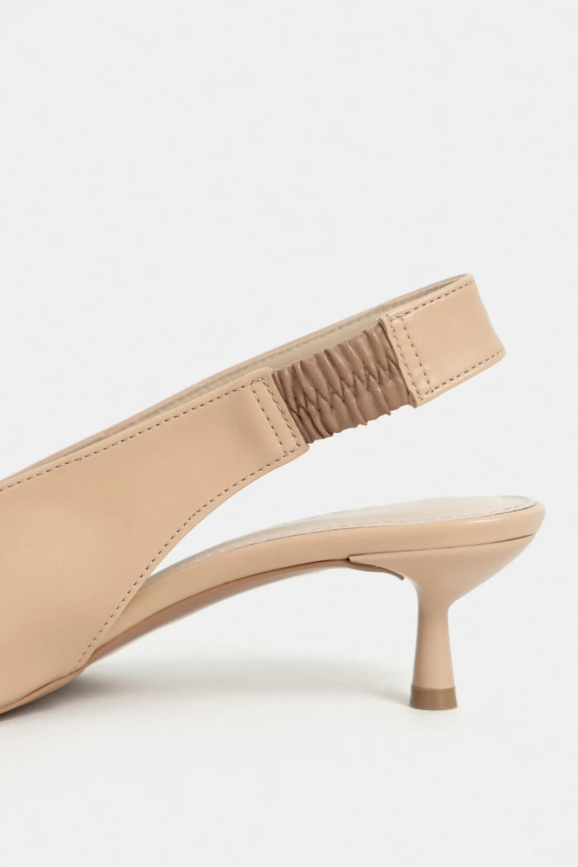 LUNIX Nude Matte Pointed Toe Slingback Women’s Heels