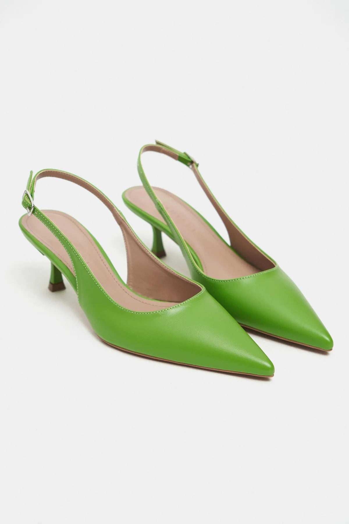 MEGY Green Matte Backless Buckle Detail Pointed Toe Women’s Heeled Shoes | FOOTWEAR | Heels | Lebbse MEGY Green Matte Backless Buckle Detail Pointed Toe Women’s Heeled Shoes | FOOTWEAR | Heels | Lebbse