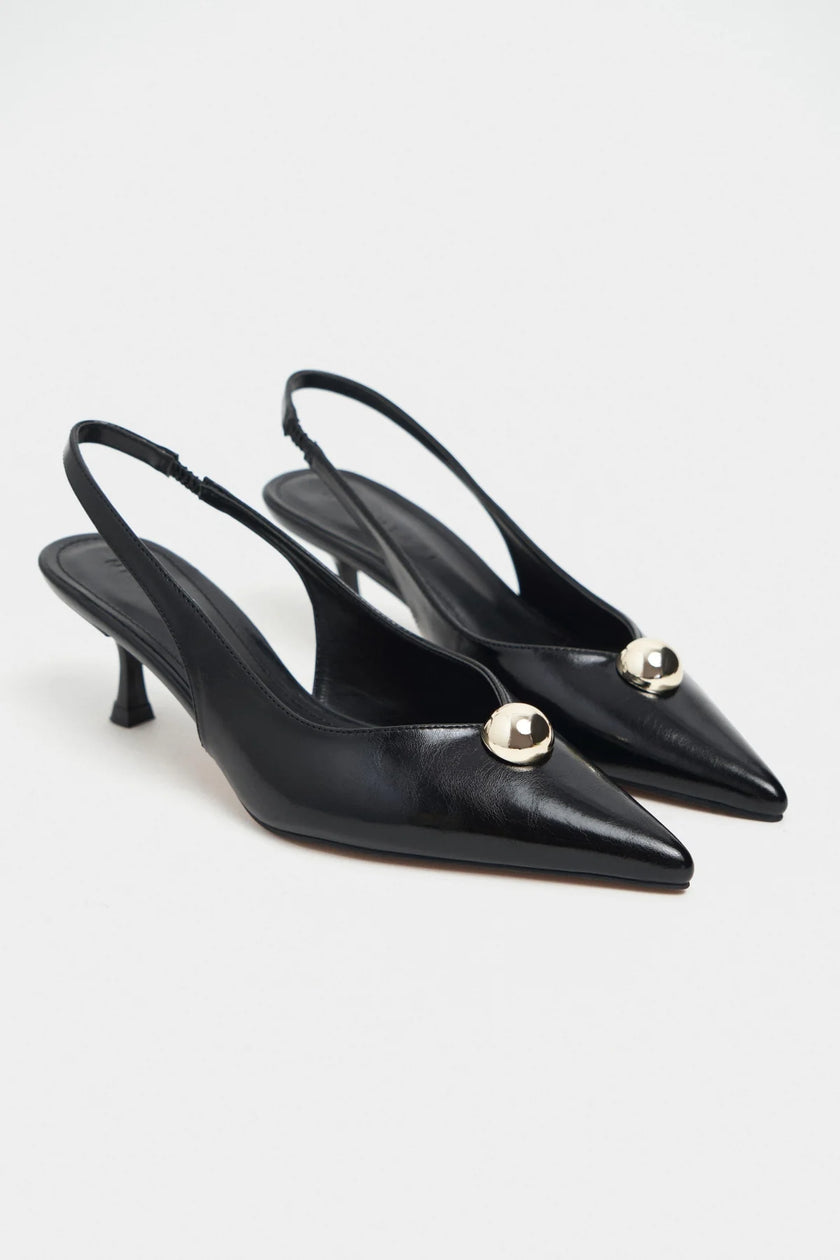 ALVERA Black Accessory Detail Pointed Toe Women’s Heel Shoes