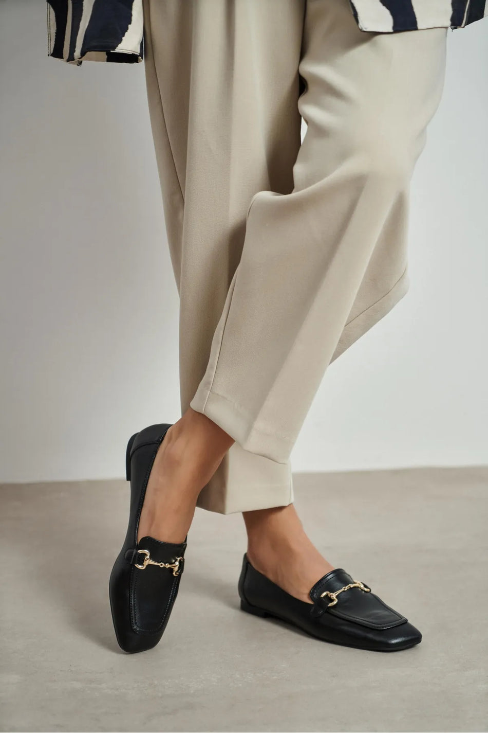 RORY Black Matte Buckle Detail Women’s Loafer Shoes