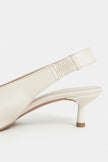 LUNIX Beige Matte Pointed Toe Slingback Women’s Heels