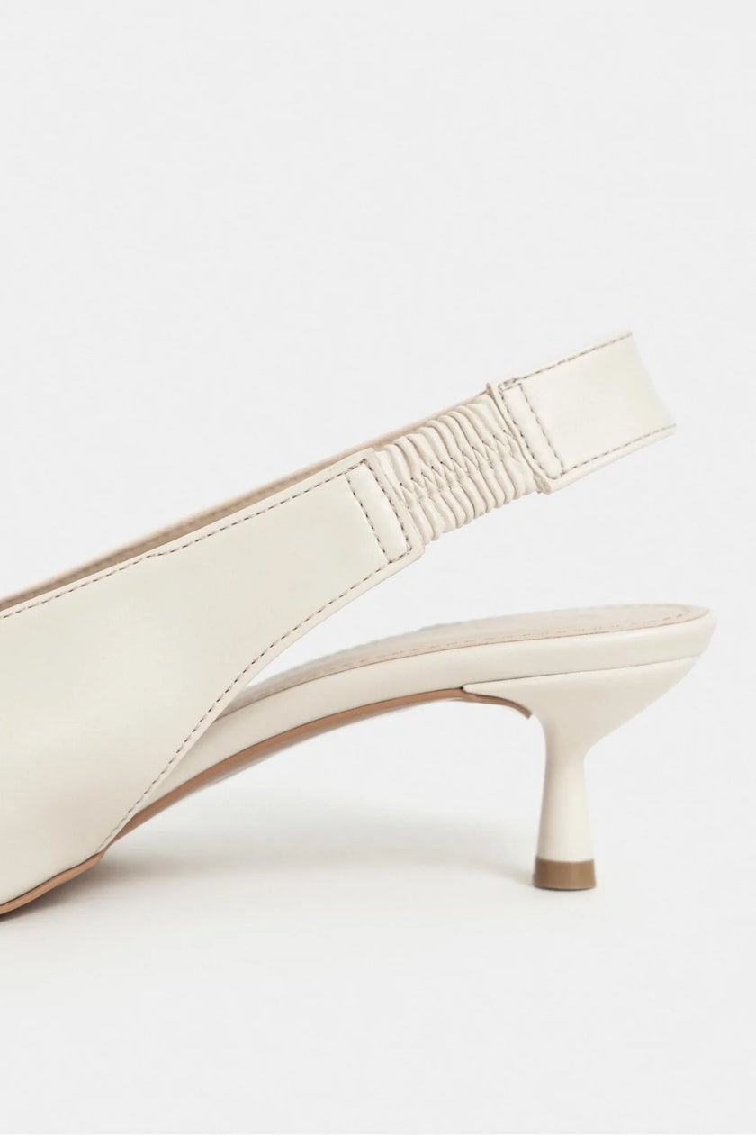LUNIX Beige Matte Pointed Toe Slingback Women’s Heels
