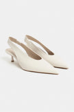 LUNIX Beige Matte Pointed Toe Slingback Women’s Heels