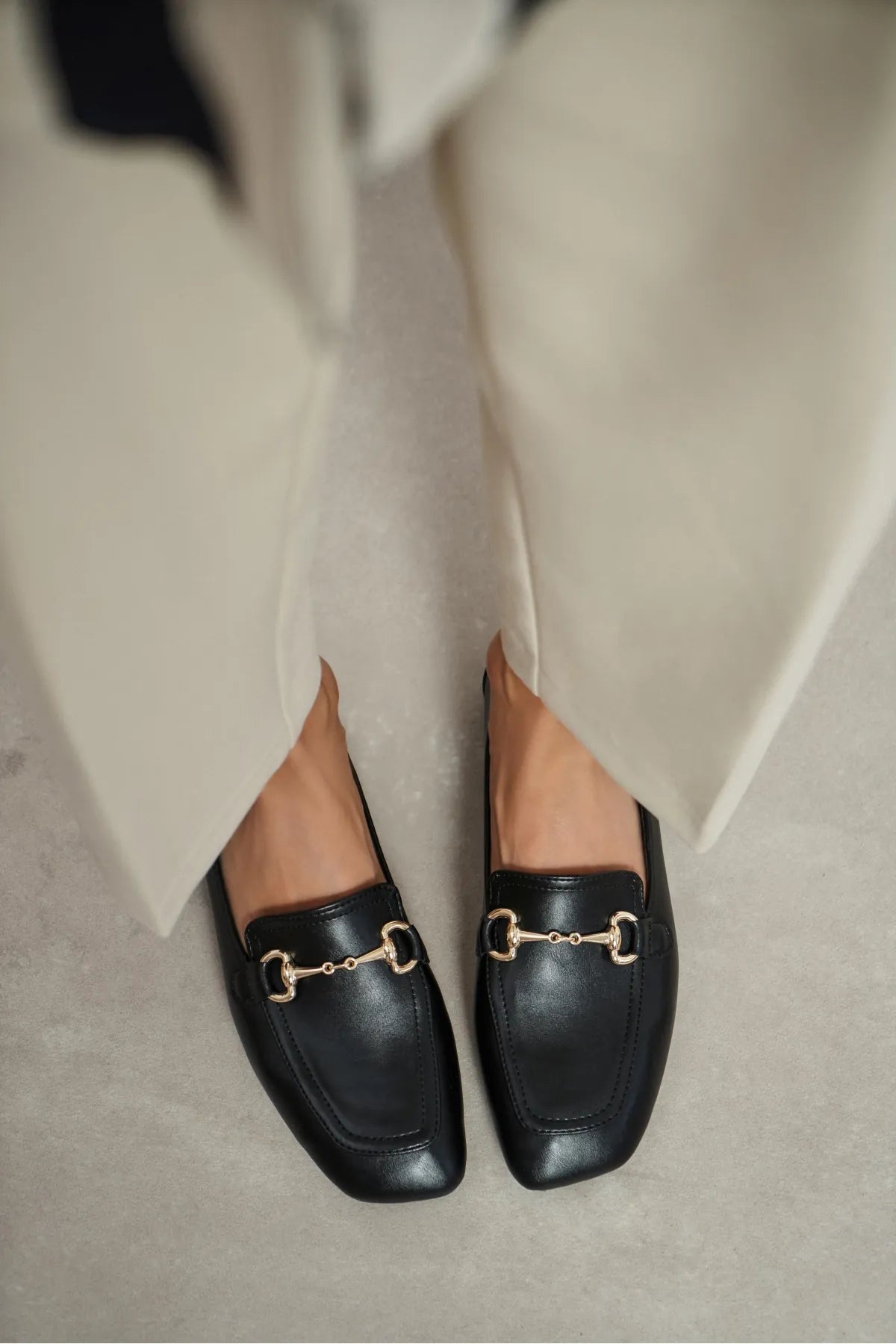 RORY Black Matte Buckle Detail Women’s Loafer Shoes