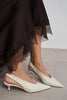 LUNIX Beige Matte Pointed Toe Slingback Women’s Heels