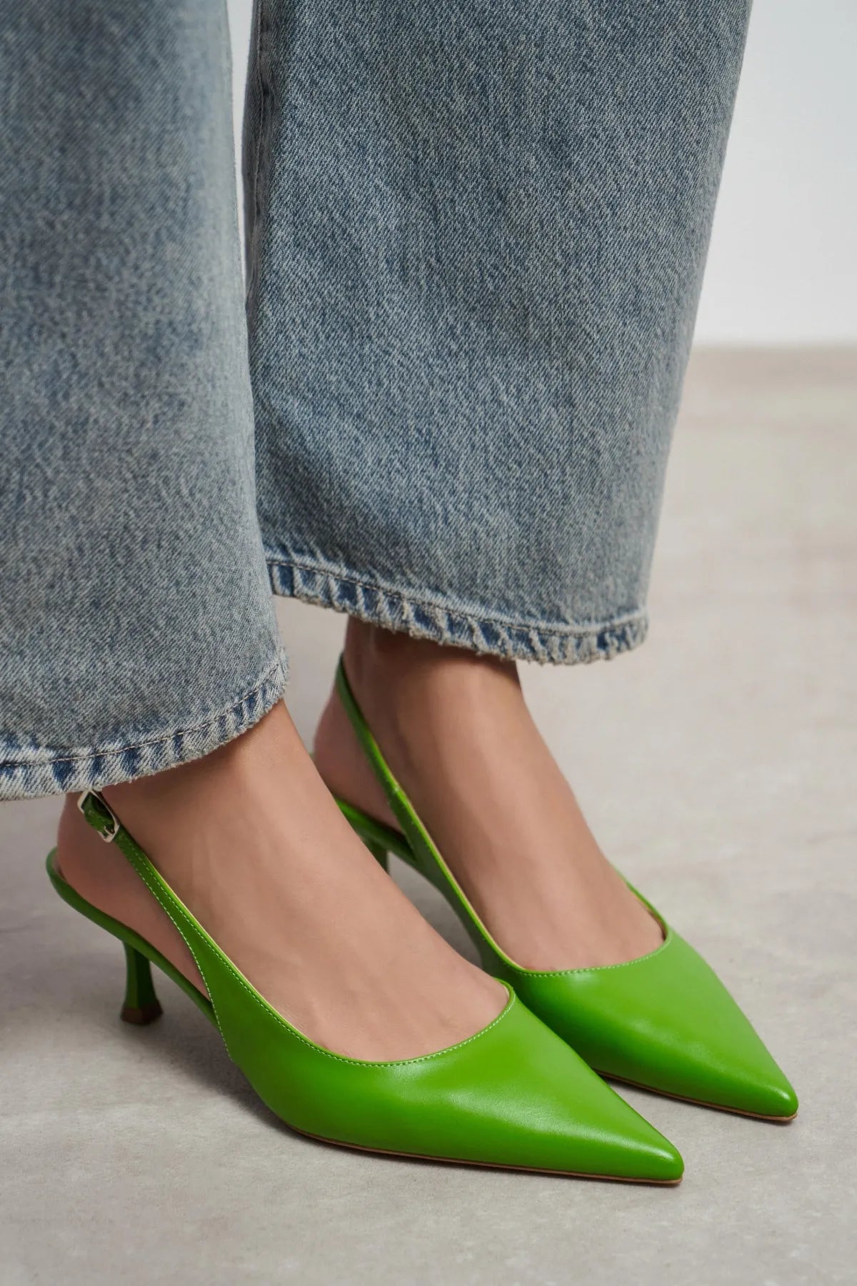 MEGY Green Matte Backless Buckle Detail Pointed Toe Women’s Heeled Shoes | FOOTWEAR | Heels | Lebbse MEGY Green Matte Backless Buckle Detail Pointed Toe Women’s Heeled Shoes | FOOTWEAR | Heels | Lebbse