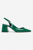 Owen Green Patterned Patent Leather Back Band Detail Pointed Toe Women's High Heel Shoes