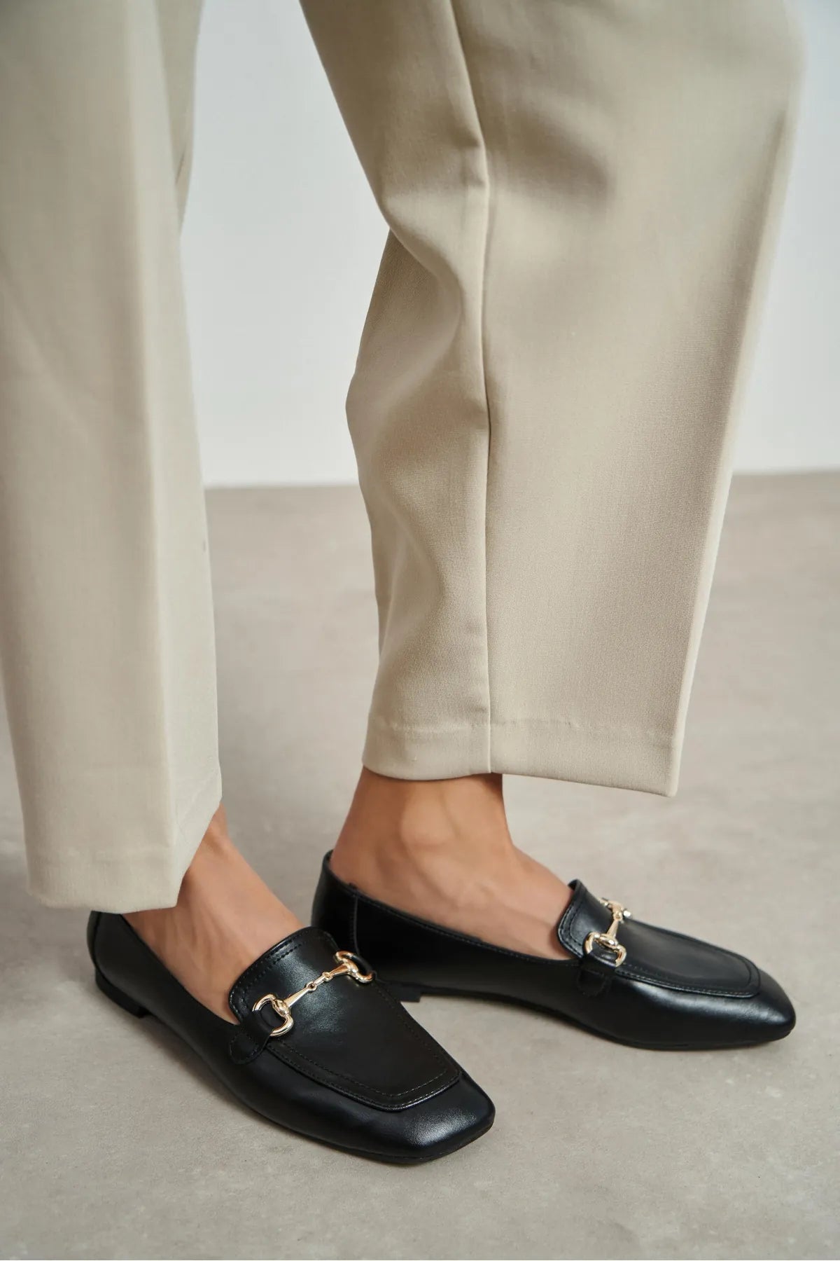RORY Black Matte Buckle Detail Women’s Loafer Shoes
