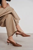 LUNIX Tan Matte Pointed Toe Slingback Women’s Heels