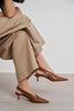 LUNIX Tan Matte Pointed Toe Slingback Women’s Heels