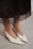 LUNIX Beige Matte Pointed Toe Slingback Women’s Heels