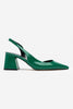 Owen Green Patterned Patent Leather Back Band Detail Pointed Toe Women's High Heel Shoes