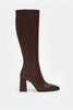 JULES BROWN MATTE ZIPPER DETAIL WOMEN'S HIGH-HEEL BOOTS