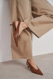 LUNIX Tan Matte Pointed Toe Slingback Women’s Heels