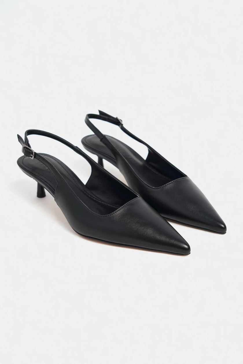DIPSY Black Matte Buckle Detail Pointed Toe Women’s Heels