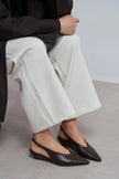 NINO Coffee Matte Pointed Toe Back Strap Women’s Wedge Heel Shoes