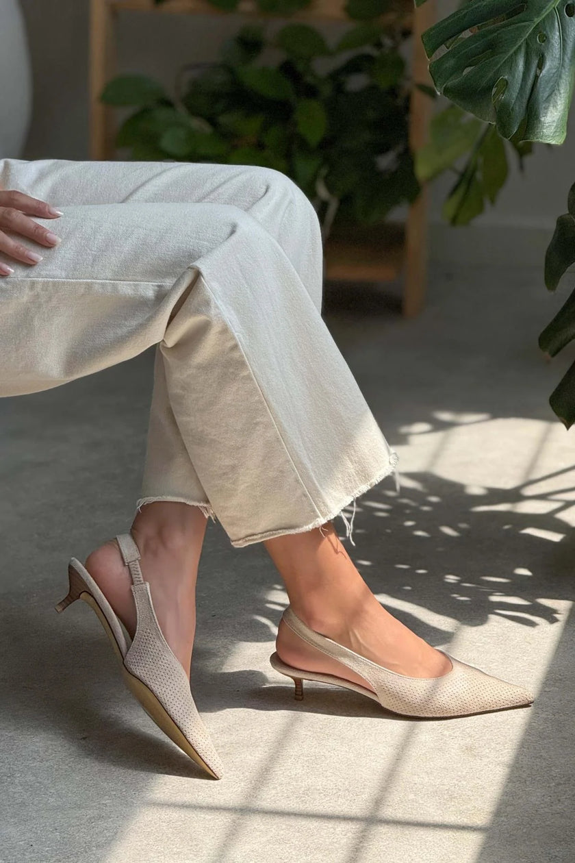 Rossa Light Beige Suede Ankle Elastic Detail Women's High Heel Shoes