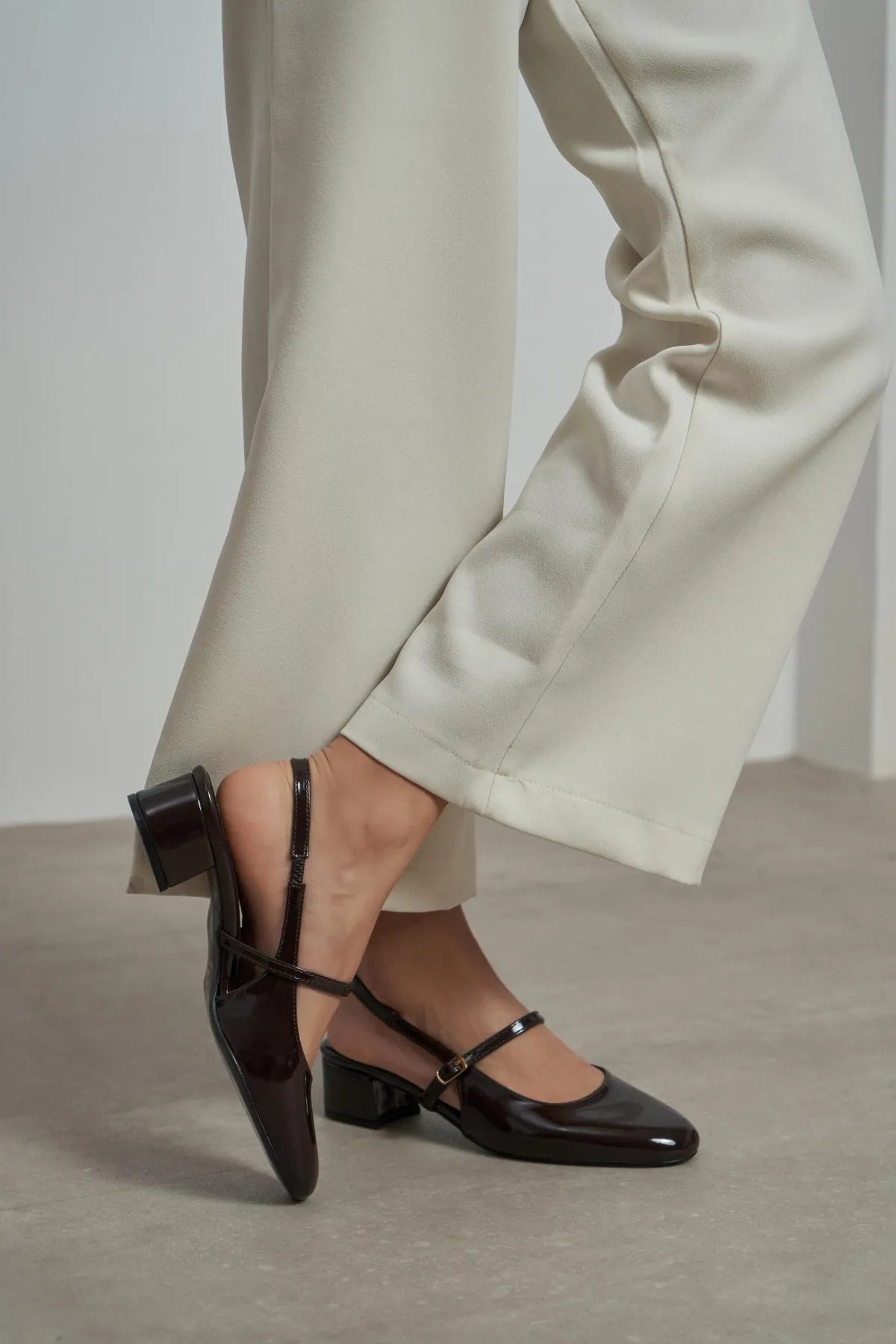 TEDY Coffee Patent Square Toe Buckle Detail Slingback Women’s Low Heel Flats | Ballet Flats | FOOTWEAR | Lebbse TEDY Coffee Patent Square Toe Buckle Detail Slingback Women’s Low Heel Flats | Ballet Flats | FOOTWEAR | Lebbse