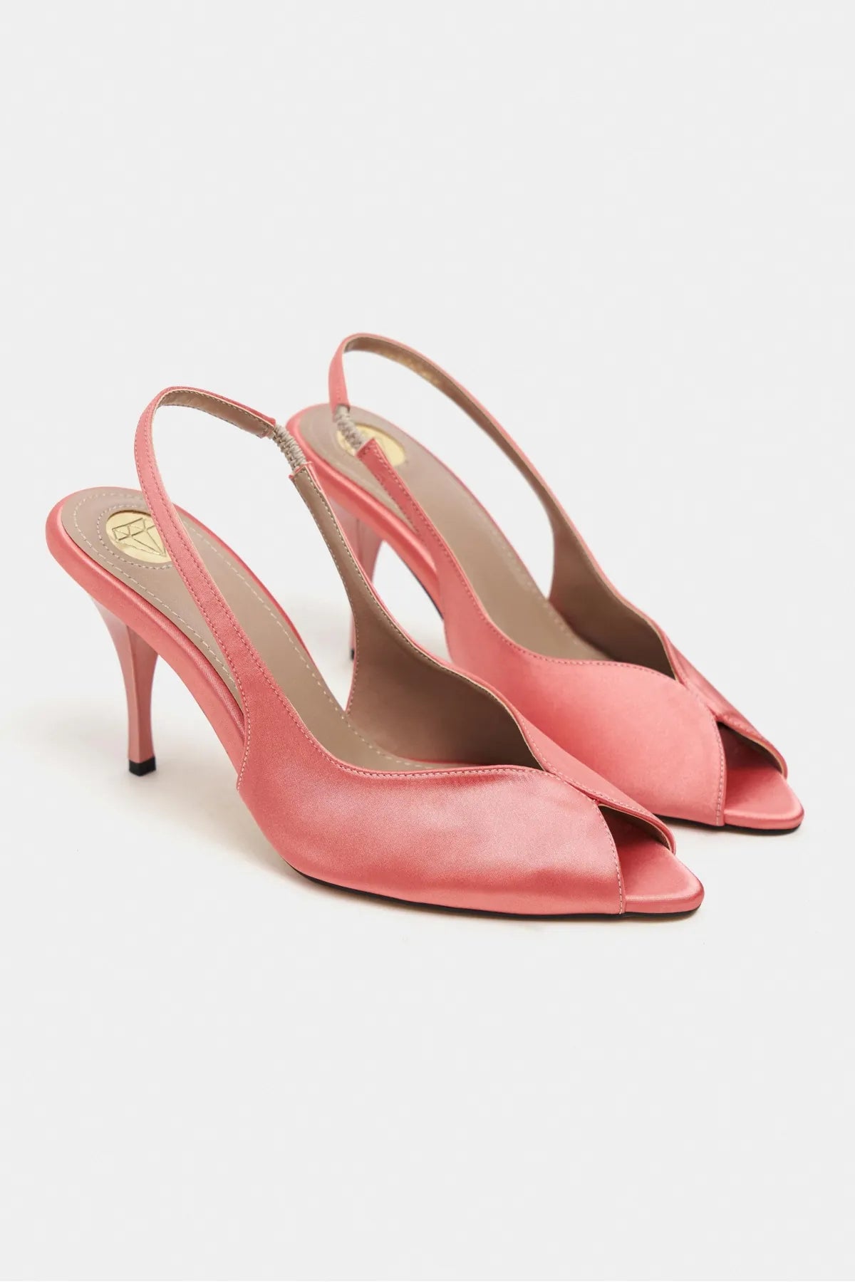 ROXY Salmon Satin Ankle Strap Open Toe Women’s Heels