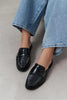 PORLY Black Croco Patent Genuine Leather Loafer Slippers