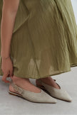 TESSA Beige Suede Pointed Toe Buckle Detail Low Heel Women’s Flats