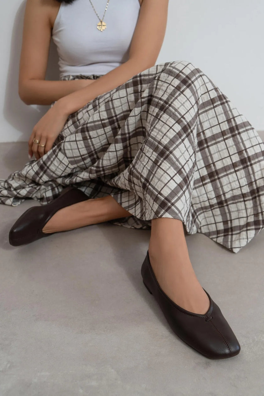 CALM Coffee Matte Women’s Flat Ballet Shoes