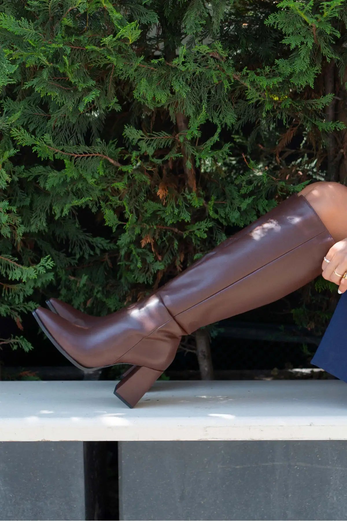 JULES BROWN MATTE ZIPPER DETAIL WOMEN'S HIGH-HEEL BOOTS