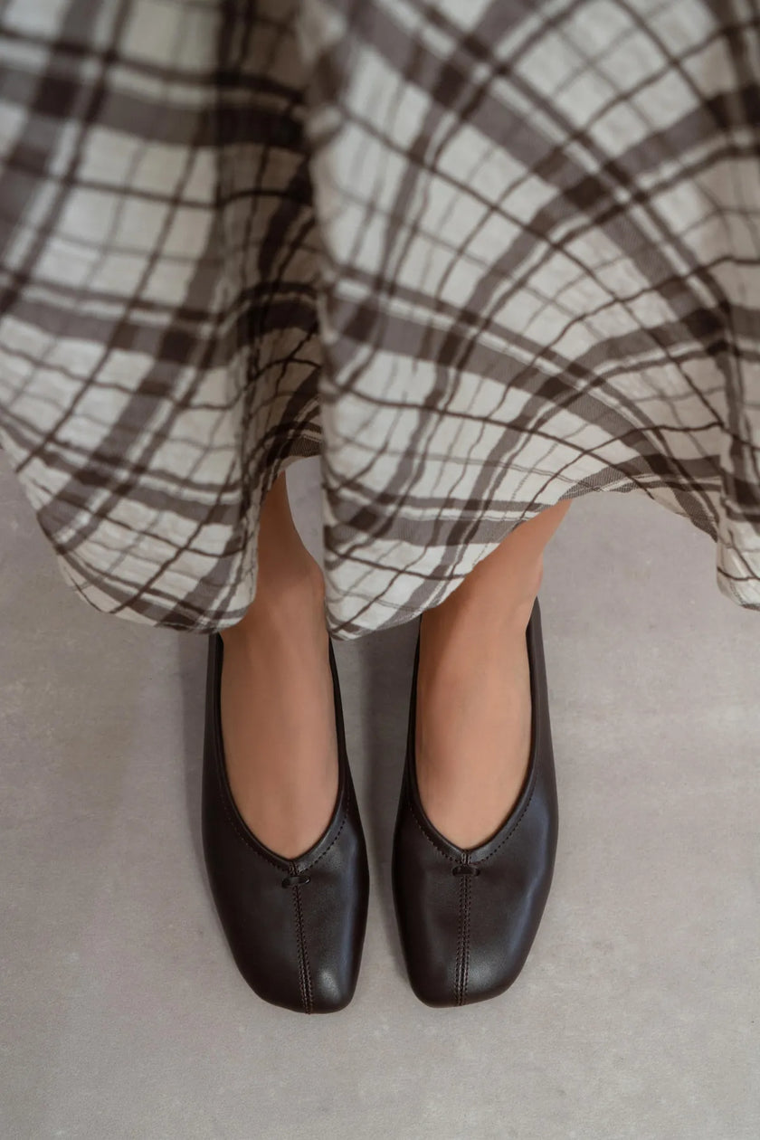 CALM Coffee Matte Women’s Flat Ballet Shoes