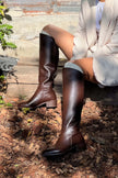 RUBY BROWN GENUINE LEATHER SLOT-TOE WOMEN'S HIGH-HEEL BOOTS