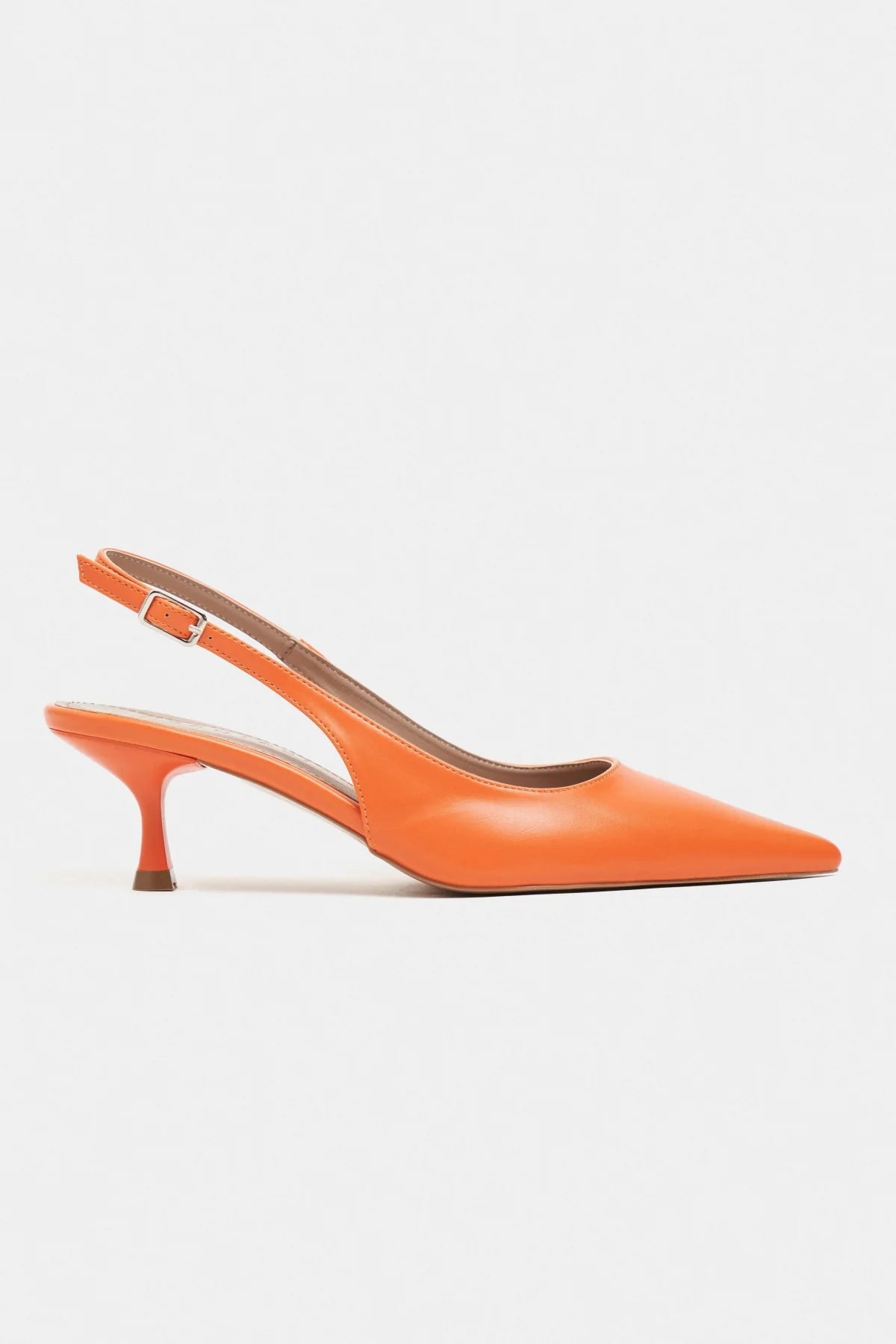MEGY Orange Matte Backless Buckle Detail Pointed Toe Women’s Heeled Shoes | FOOTWEAR | Heels | Lebbse MEGY Orange Matte Backless Buckle Detail Pointed Toe Women’s Heeled Shoes | FOOTWEAR | Heels | Lebbse