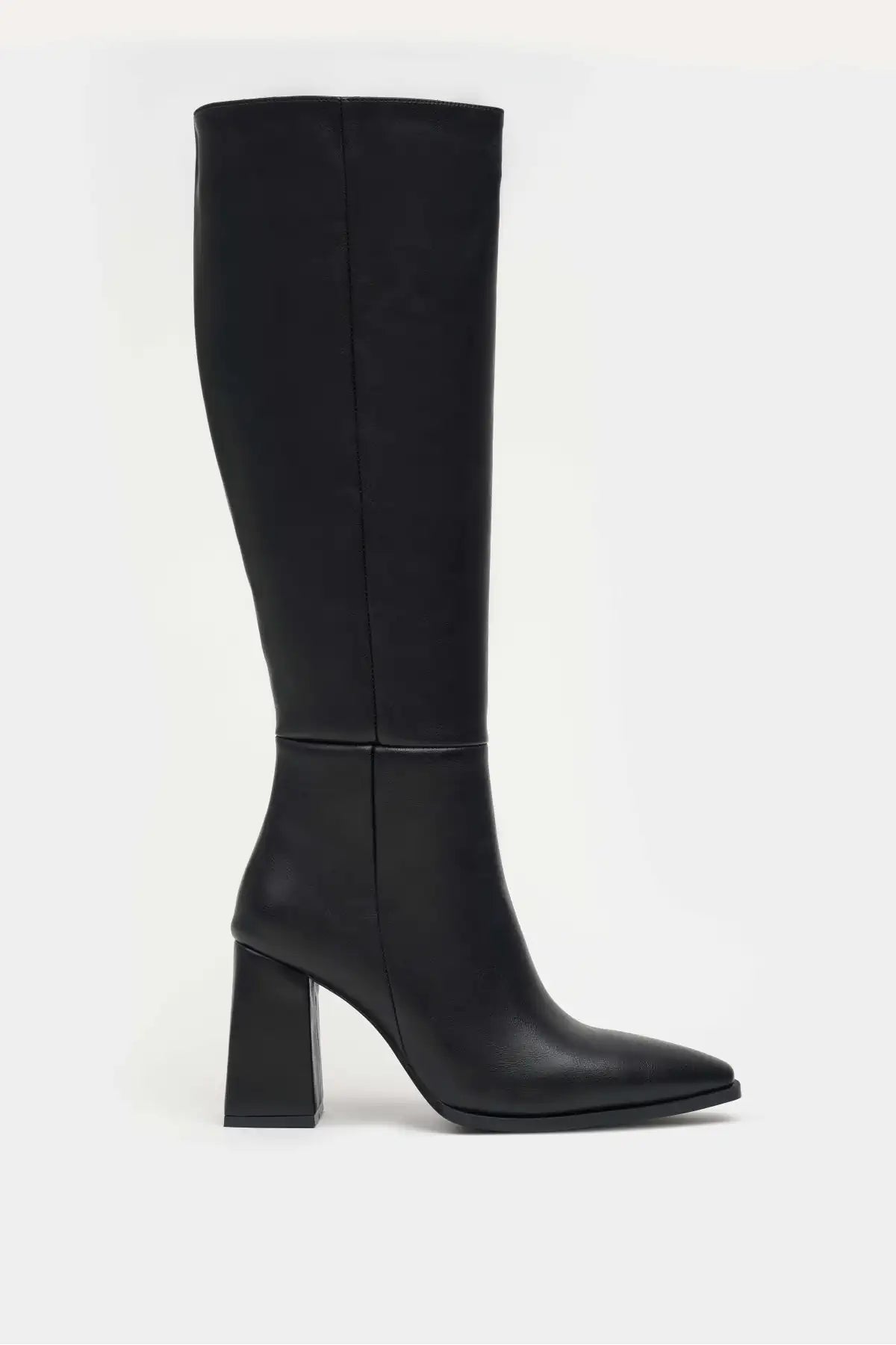 JULES BLACK MATTE ZIPPER DETAIL WOMEN'S HIGH-HEEL BOOTS
