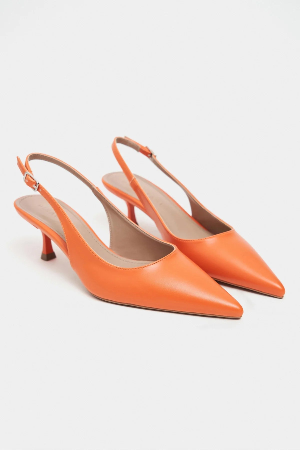 MEGY Orange Matte Backless Buckle Detail Pointed Toe Women’s Heeled Shoes | FOOTWEAR | Heels | Lebbse MEGY Orange Matte Backless Buckle Detail Pointed Toe Women’s Heeled Shoes | FOOTWEAR | Heels | Lebbse
