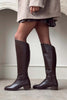 RUBY BROWN GENUINE LEATHER SLOT-TOE WOMEN'S HIGH-HEEL BOOTS