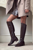 RUBY BROWN GENUINE LEATHER SLOT-TOE WOMEN'S HIGH-HEEL BOOTS