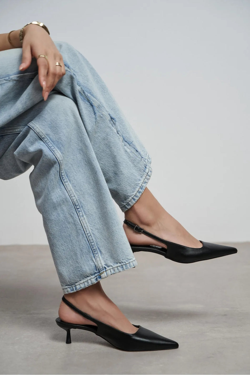 DIPSY Black Matte Buckle Detail Pointed Toe Women’s Heels