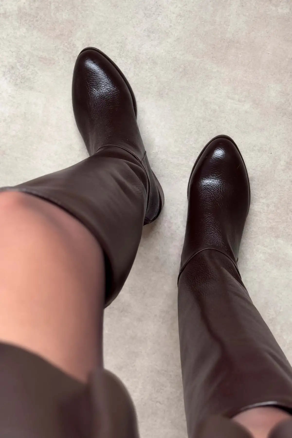 RUBY BROWN GENUINE LEATHER SLOT-TOE WOMEN'S HIGH-HEEL BOOTS