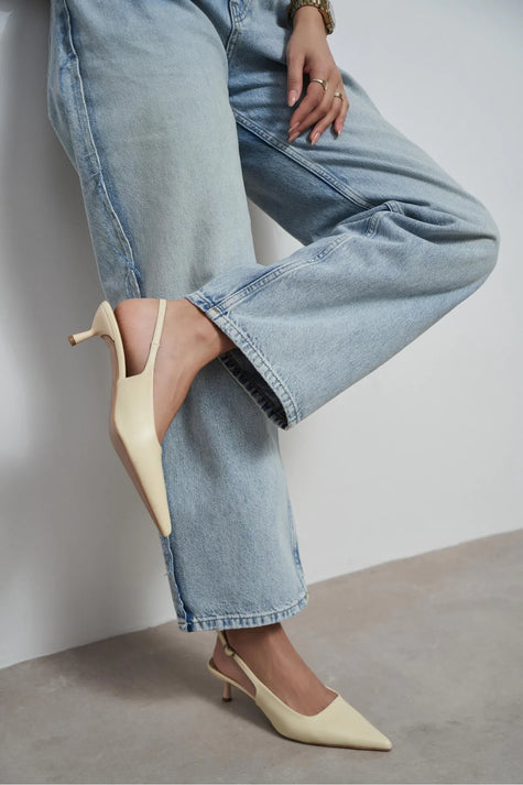 DIPSY Butter Yellow Matte Buckle Detail Pointed Toe Women’s Heels