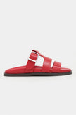 SPIRIT Red Matte Buckle Detail Flat Women’s Slippers