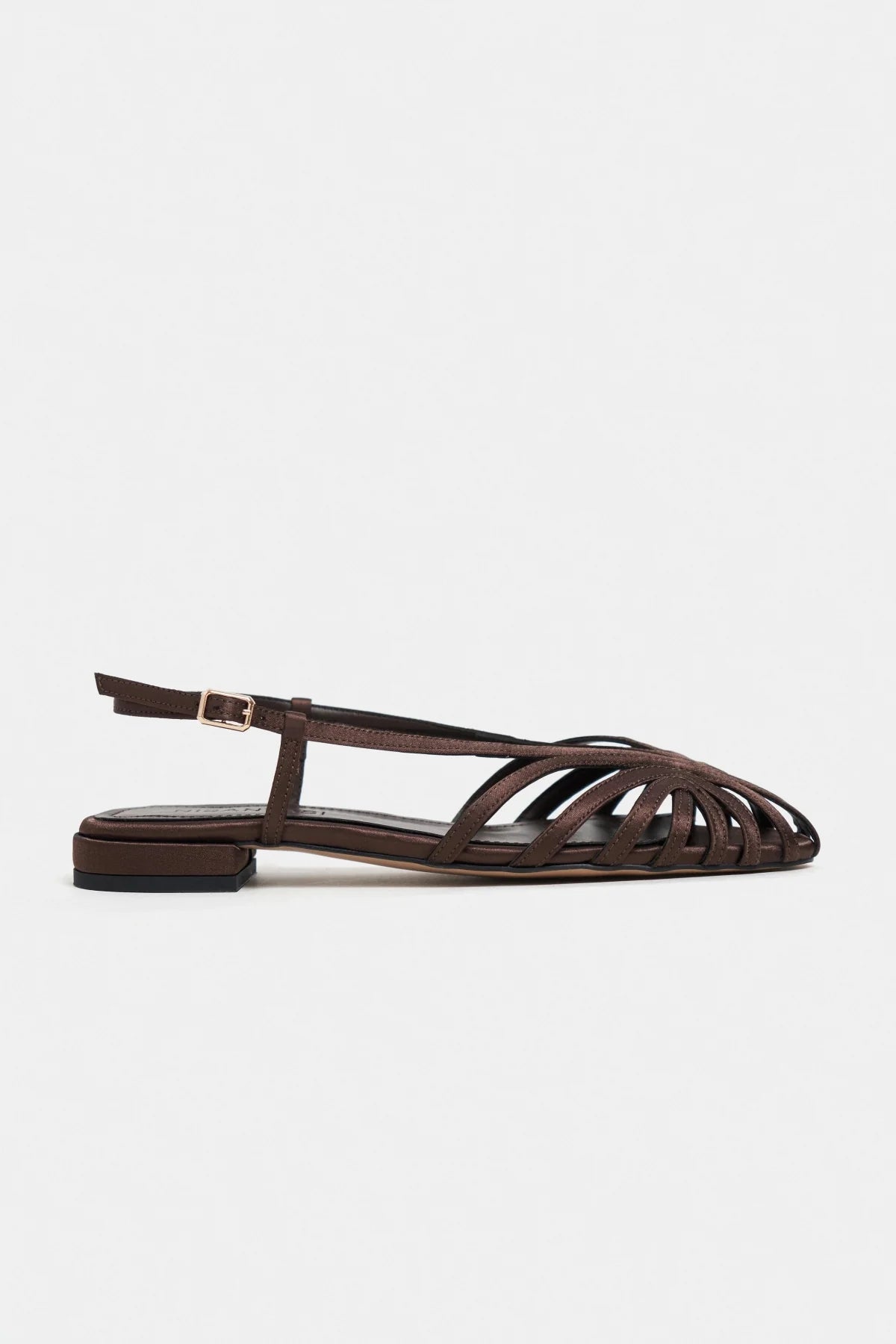 LENY Coffee Satin Trim Detail Women’s Sandal Flats