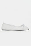 MAGNI White Lace Embroidered Bow Detail Women’s Ballet Flats