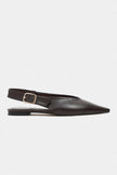 TESSA Brown Matte Pointed Toe Buckle Detail Low Heel Women’s Flats