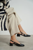 HARMONY Black Rustic Pattern Square Toe Buckle Detail Women’s Low Heel Ballet Shoes
