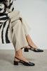 HARMONY Black Rustic Pattern Square Toe Buckle Detail Women’s Low Heel Ballet Shoes