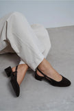 S-HARMONY Brown Suede Square Toe Buckle Detail Low Heel Women’s Ballet Flats