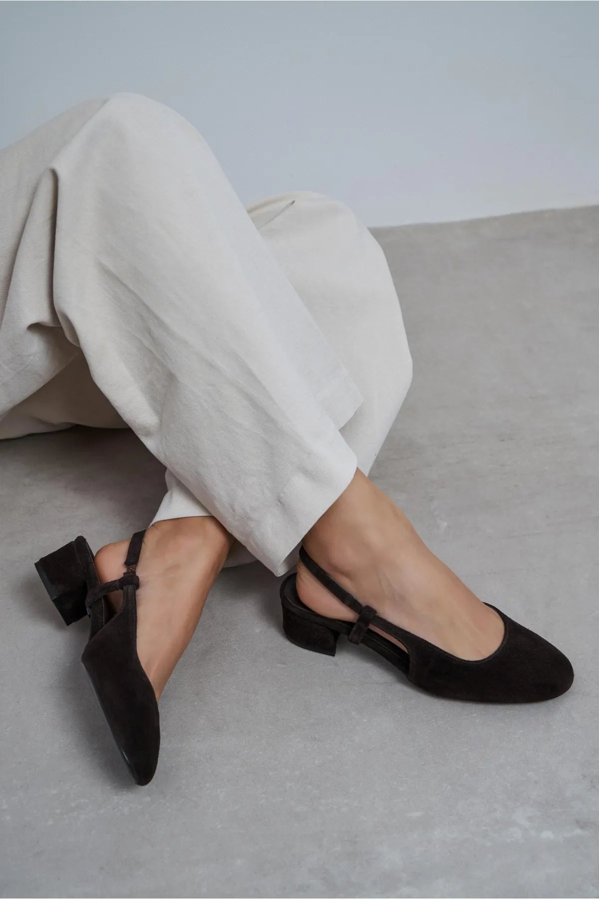 S-HARMONY Brown Suede Square Toe Buckle Detail Low Heel Women’s Ballet Flats