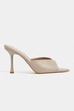 RODI Dark Beige Matte Pointed-Toe Women's Heeled Slippers