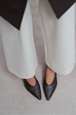 NINO Coffee Matte Pointed Toe Back Strap Women’s Wedge Heel Shoes